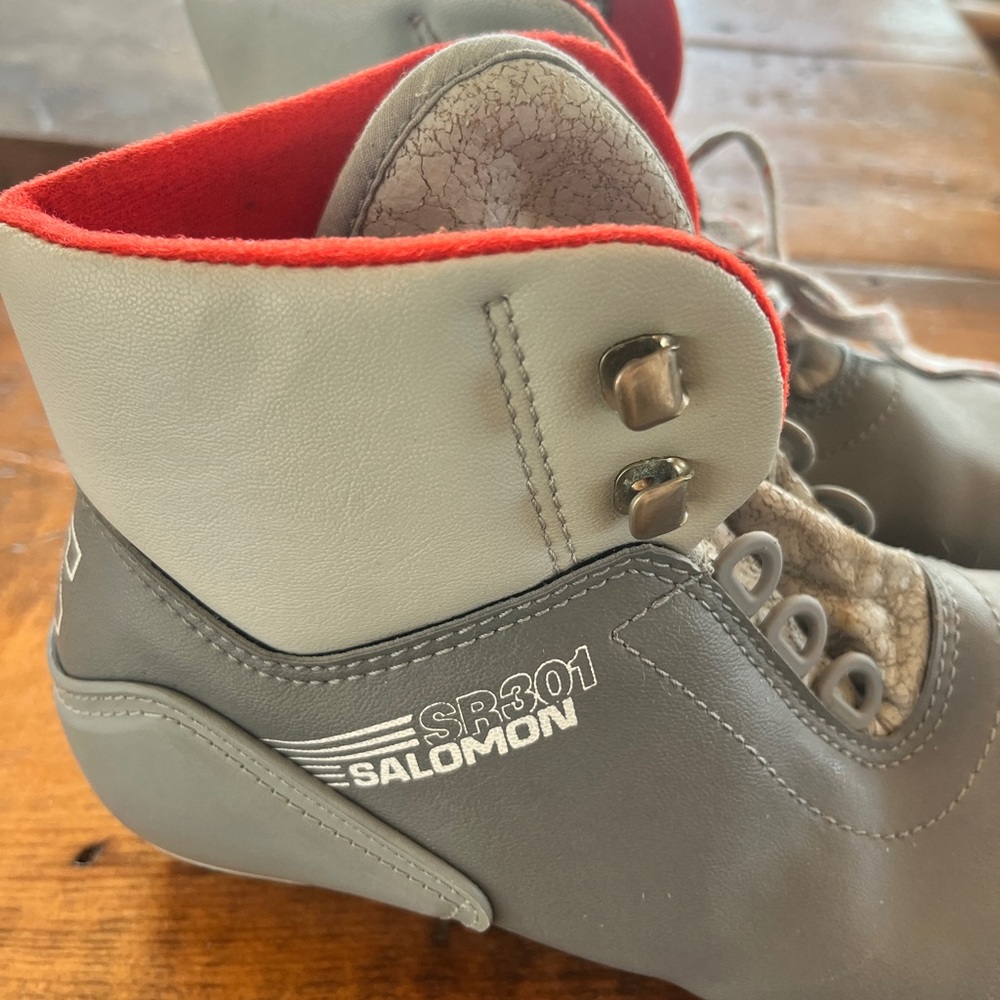 Salomon Gray and Red Cross Country Ski Boots